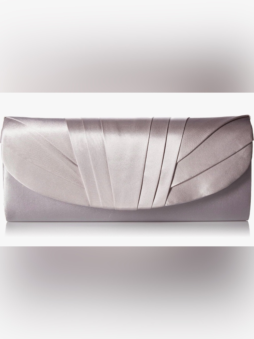 Jessica McClintock Satin Pleated Clutch in Light Silver